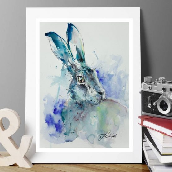 Turquoise Hare print